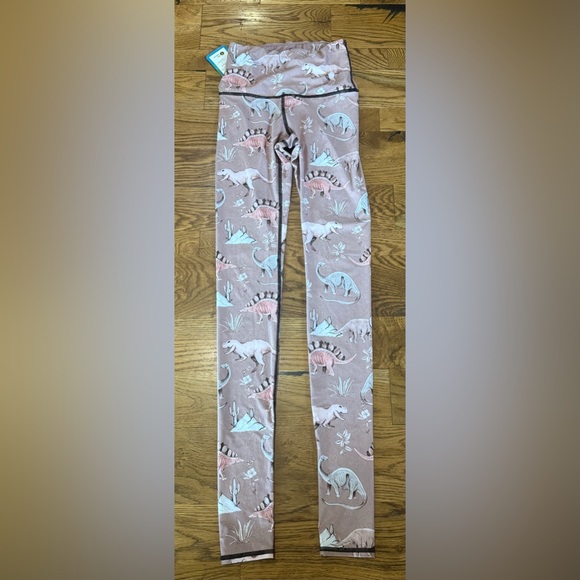 NWT. Yoga Democracy. Stokasaurus Printed Yoga Leggings Extra Long (32"). XS - Picture 6 of 15